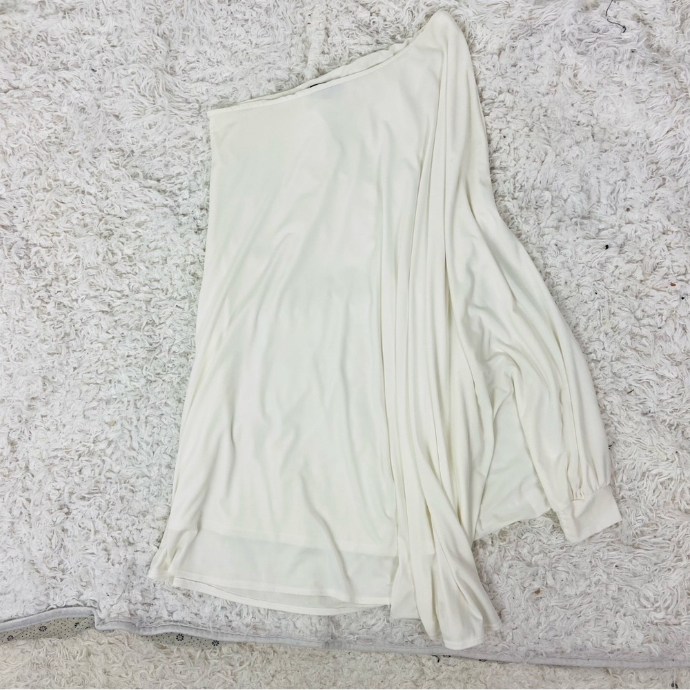 Body language One Shoulder flowy White mini Dress size medium - Picture 3 of 10